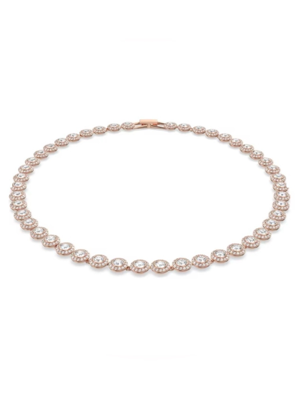 Swarovski Una Angelic Tennis Necklace Round Cut White Rose Gold-tone Plated NEW